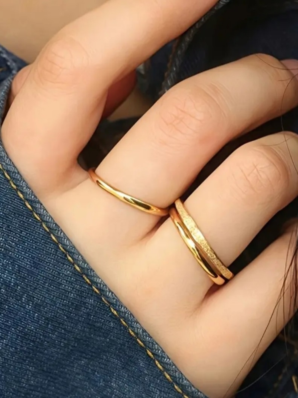 18 KT Gold Over Titanium Stacking Ring Set